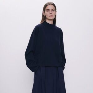 The Row Navy Crema MockNeck Sweater S NWOT